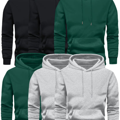 6er-Pack Lässiges Mode-Sportliches Oversized Herren Vielseitiges Trendiges Kapuzen-Sweatshirt, PLUS SIZE
