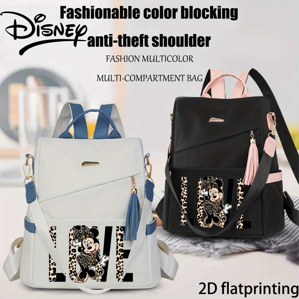 Autorisierter 1 Stück DISNEY Neue Minnie Mouse Modischer Leichter Anti-Diebstahl Rucksack, Damen-Duffelbag, mit Quasten, Verstellbarem Schultergurt