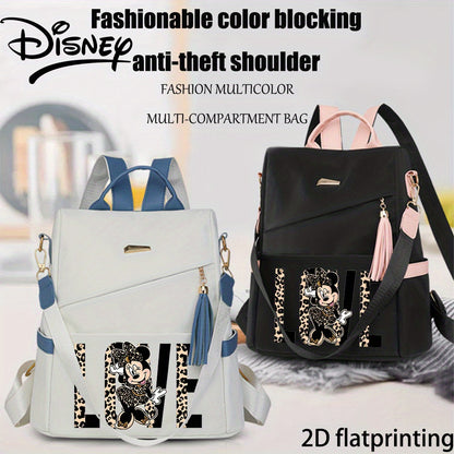 Autorisierter 1 Stück DISNEY Neue Minnie Mouse Modischer Leichter Anti-Diebstahl Rucksack, Damen-Duffelbag, mit Quasten, Verstellbarem Schultergurt