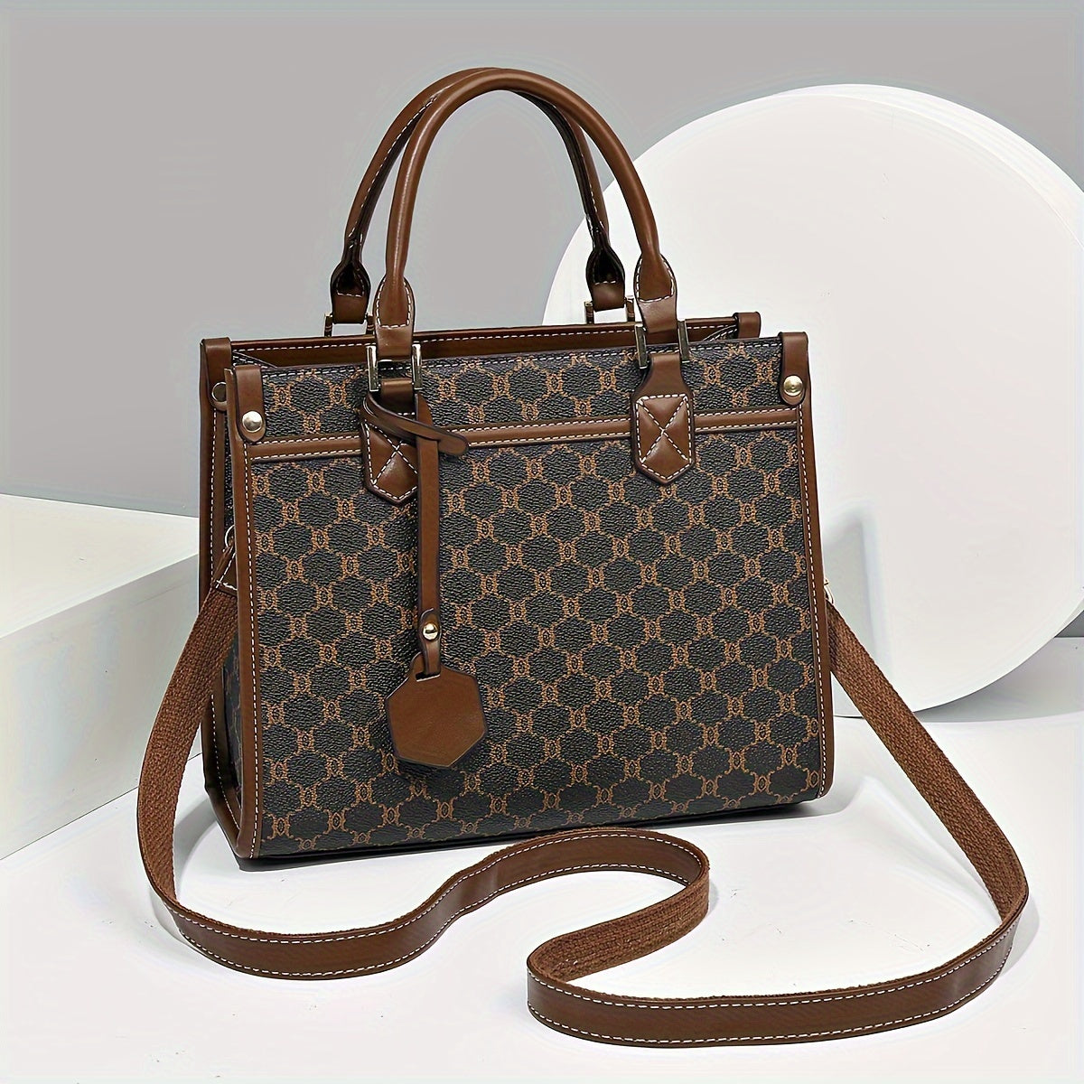 3-piece set for women: luxury tote, wallet &amp; handbag – designer bag collection with large capacity in grey/dark brown/white | Versatile bags for everyday use &amp; special occasions, elegant women's handbags, small women's wallet