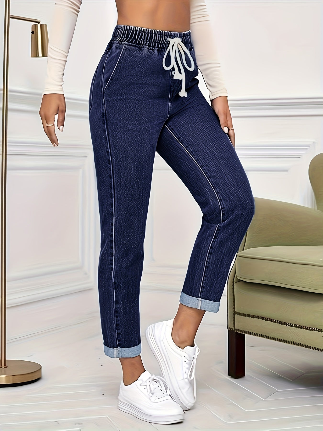 Damen Jeans in Übergrössen mit Kordelzug-Verschluss