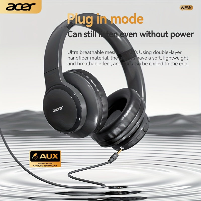 Aufgerüstete kabellose Over-Ear-Kopfhörer mit bassverstärktem Sound, leichtem klappbarem Design und integriertem Mikrofon. Inklusive 3,5-mm-Audiokabel