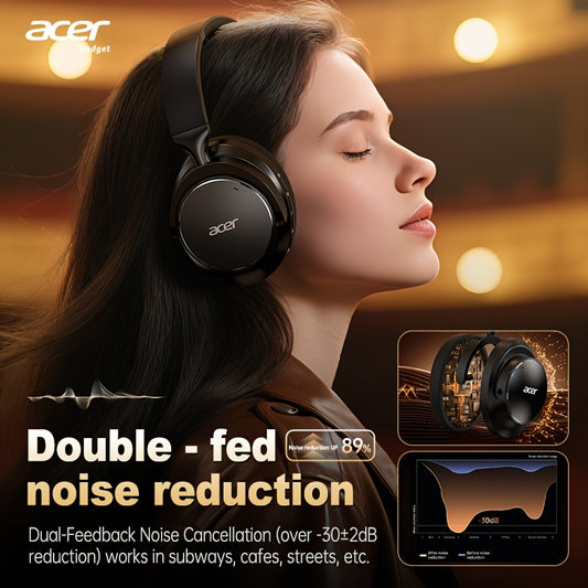 Acer Ohr560 Kabellose Kopfhörer | Over-Ear mit ANC Geräuschunterdrückung, Vollumfassendes Ohrdesign, Faltbar, Eingebautes Kondensatormikrofon, Hi-Fi Stereo Sound, HD ENC Anrufgeräuschreduzierung, Kompatibel mit 3,5-mm-Audiokabel, USA