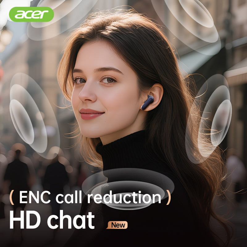 [Acer] 2025 neues Modell TWS kabelloses Headset mit kräftigem Bass Stereo + Sprachgeräuschunterdrückung Ultra-langer Akkulaufzeit  HIFI-Audio
