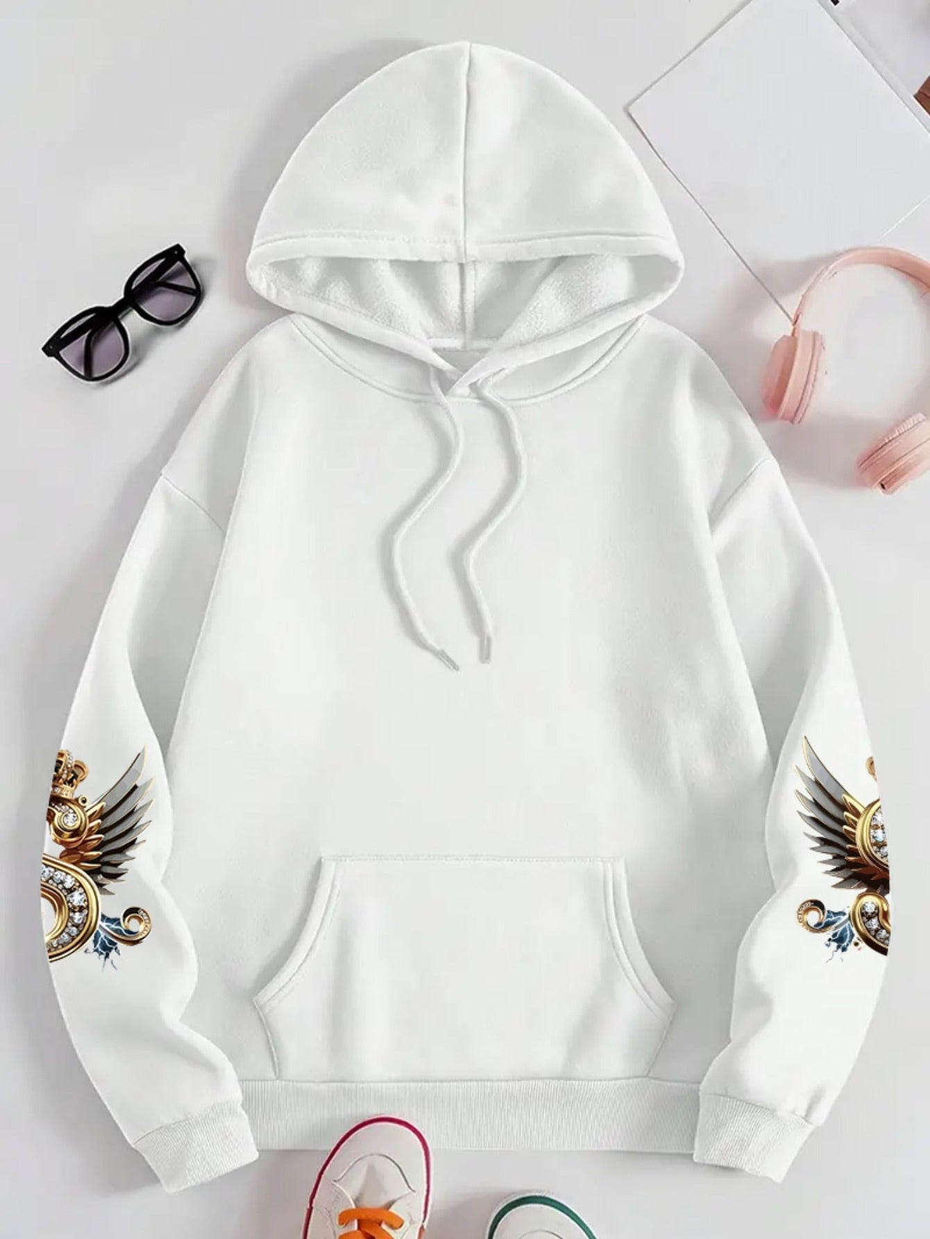 Große Größen, weiches, lässiges Langarmshirt mit Tasche, bequemes Damen-Casual-Outfit in großen Größen