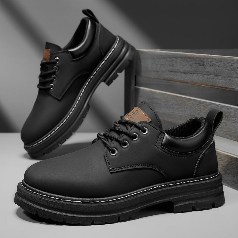 Herren Klassische Low-Top Oxfords - Schnürung mit Rundspitze, rutschfeste PVC-Sohle, leichtes Obermaterial & gepolsterte Innensohle für Business Casual, Outdoor, Fitnessstudio - Vielseitig für alle Jahreszeiten (Einfarbig)