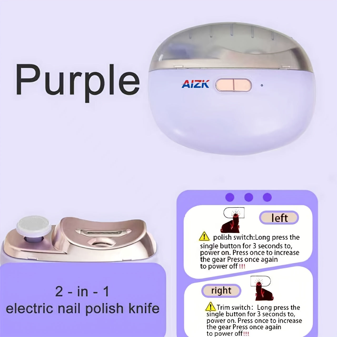 2-in-1 Elektrischer Nagelknipser und Polierer mit LED-Licht, Anti-Quetsch-Sicherheitsfunktion, Polier- und Schleiffunktionen, USB-Aufladung, Multifunktionales Maniküre-Werkzeug