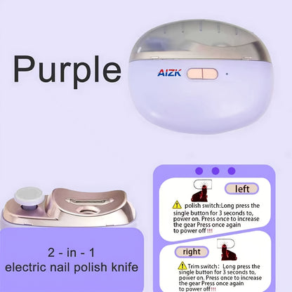2-in-1 Elektrischer Nagelknipser und Polierer mit LED-Licht, Anti-Quetsch-Sicherheitsfunktion, Polier- und Schleiffunktionen, USB-Aufladung, Multifunktionales Maniküre-Werkzeug