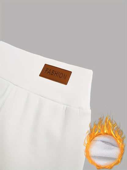 Damen Thermo-Leggings mit dickem Fleece-Futter und hohem Bund – Winterwärme, dehnbarer Skinny-Fit, einfarbig, lange Länge, perfekt für Freizeit- oder Outdoor-Aktivitäten