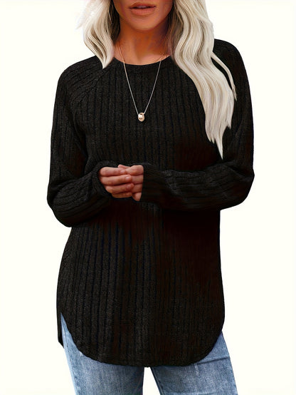 Vierteiliges Set Damenmode Oberteil Herbst Winter Basic Locker Elegant Rundhals Langarm Pullover