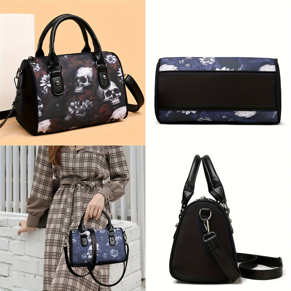 Eine stilvolle Schultertasche von Perfect Lily für Frauen im Totenkopf-Design, mit einem geräumigen und minimalistischen Design, aus Nylon gefertigt,