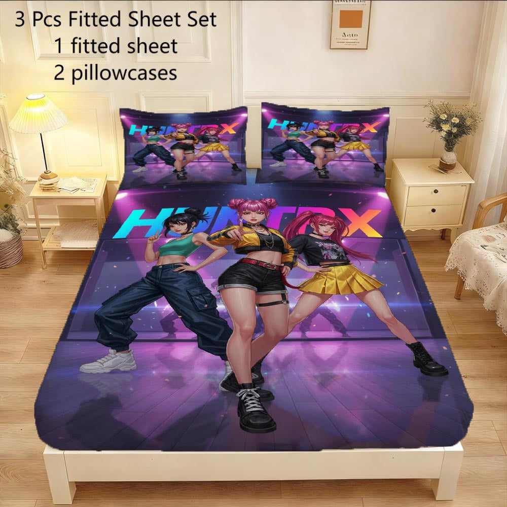 3-teiliges Kpop-Bettwäscheset, atmungsaktiv und bequem im Lakenstil, beinhaltet 1 Bettbezug und 2 Kissenbezüge, ein kernloser Matratzenschoner, ein stilvolles und langlebiges Essential zum Schutz der Matratze