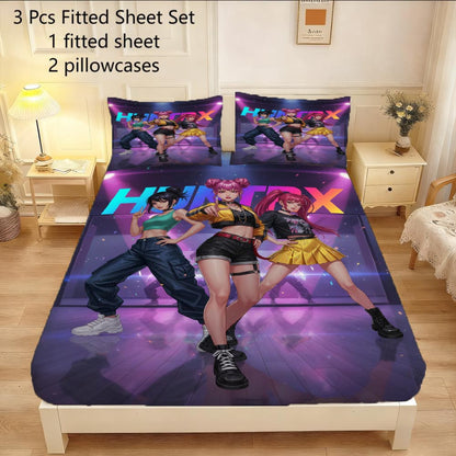 3-teiliges Kpop-Bettwäscheset, atmungsaktiv und bequem im Lakenstil, beinhaltet 1 Bettbezug und 2 Kissenbezüge, ein kernloser Matratzenschoner, ein stilvolles und langlebiges Essential zum Schutz der Matratze