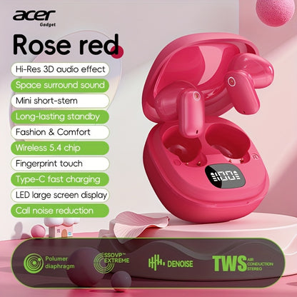 [Acer Offiziell Original] TWS Kabellose Ohrhörer mit Tiefbass-Stereo + Geräuschunterdrückung bei Anrufen, Ultra lange Akkulaufzeit, In-Ear-Design für Sport und Laufen, Mini und kompakt, HIFI-Sound, leichtes Touch-Bedienung