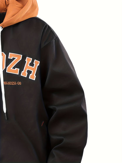 Oversized Bomberjacke für Herren mit Kapuze , geeignet für Outdoor, Handwaschbare warme Pilotenjacke