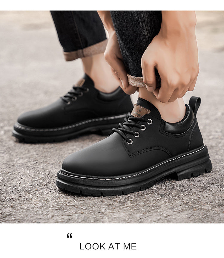 Herren Klassische Low-Top Oxfords - Schnürung mit Rundspitze, rutschfeste PVC-Sohle, leichtes Obermaterial & gepolsterte Innensohle für Business Casual, Outdoor, Fitnessstudio - Vielseitig für alle Jahreszeiten (Einfarbig)