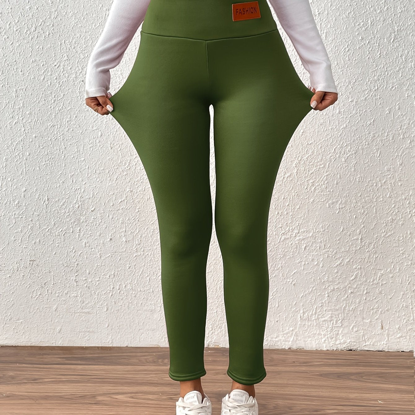 Damen Thermo-Leggings mit dickem Fleece-Futter und hohem Bund – Winterwärme, dehnbarer Skinny-Fit, einfarbig, lange Länge, perfekt für Freizeit- oder Outdoor-Aktivitäten