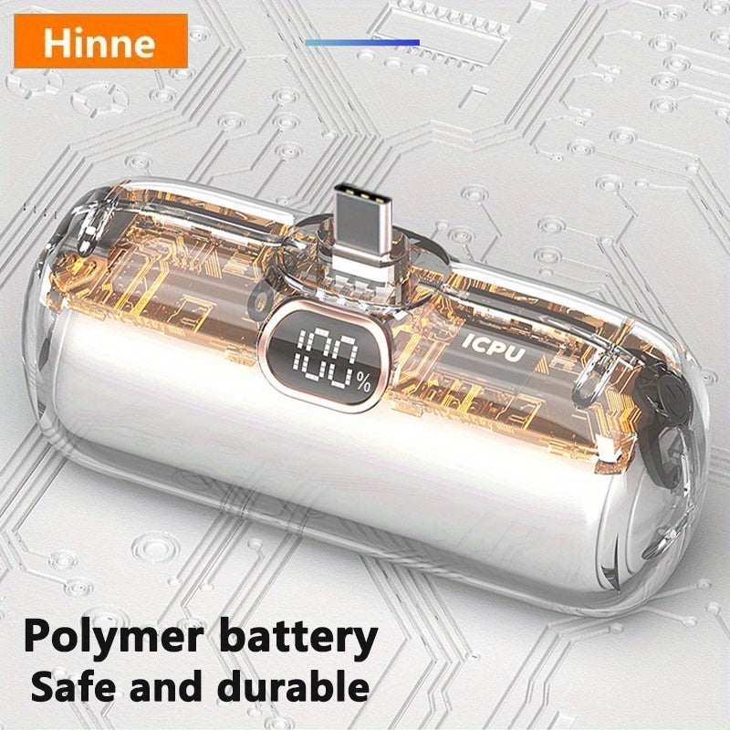 Hinne 5000mAh Mini Tragbares Ladegerät, ultrakompaktes Akku-Pack für unterwegs, Notstrom-Powerbank für das Telefon