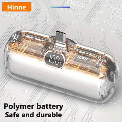 Hinne 5000mAh Mini Tragbares Ladegerät, ultrakompaktes Akku-Pack für unterwegs, Notstrom-Powerbank für das Telefon