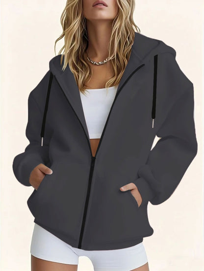 Plus-Size-Hoodie für Damen  lässige Langarmjacke für Herbst/Winter, maschinenwaschbar