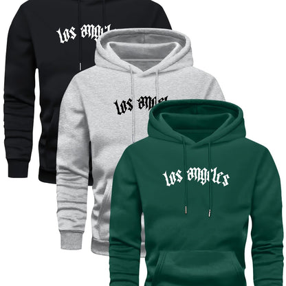 3er-Set Herren-Casual-Hoodies mit Fleece, stilvoll und vielseitig.