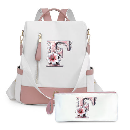 2er-Set Rucksack und Handtasche kompatibel für Tablet/Laptop - Große Kapazität mit mehreren Fächern / Reisetaschen mit verstellbaren Gurten, leichtes Design & A-Z Buchstabenoptionen