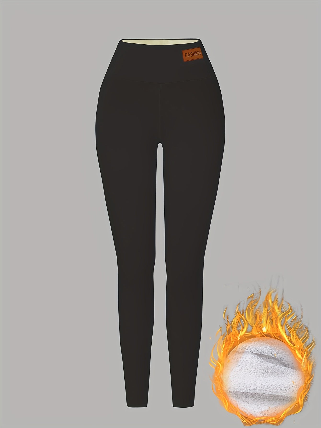 Damen Thermo-Leggings mit dickem Fleece-Futter und hohem Bund – Winterwärme, dehnbarer Skinny-Fit, einfarbig, lange Länge, perfekt für Freizeit- oder Outdoor-Aktivitäten