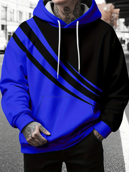 3D-gedrucktes Herren-Sweatshirt mit Tropfenschulter, langärmelig und Kapuze, PLUS SIZE