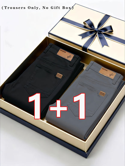 2er-Set Herren Allwetter Stretch-Chinohosen - Uni, Regular Fit, , bequem & langlebig
