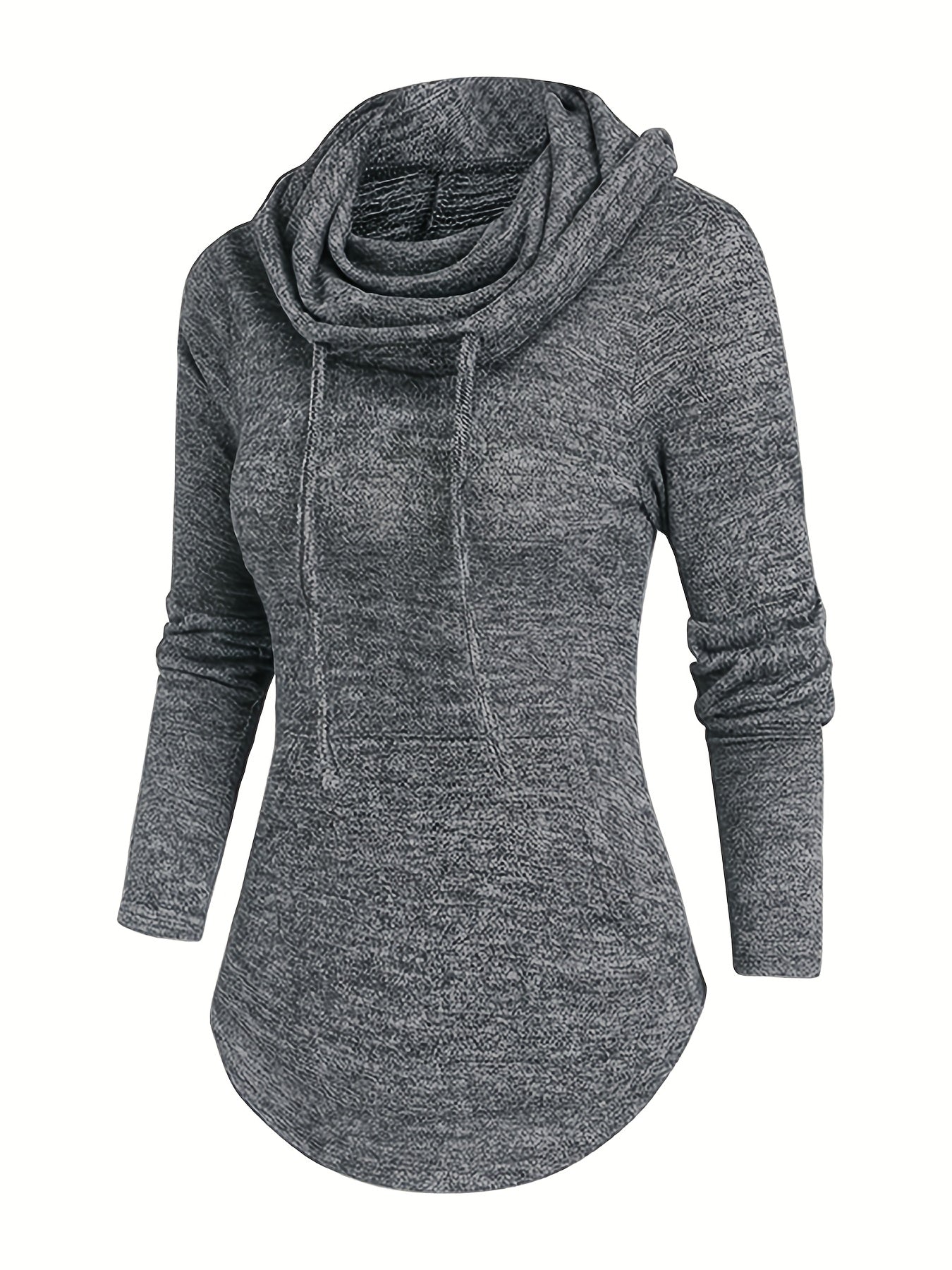 Übergröße - Lässiges Kapuzen-Sweatshirt für Frauen in Übergröße mit Wasserfallkragen