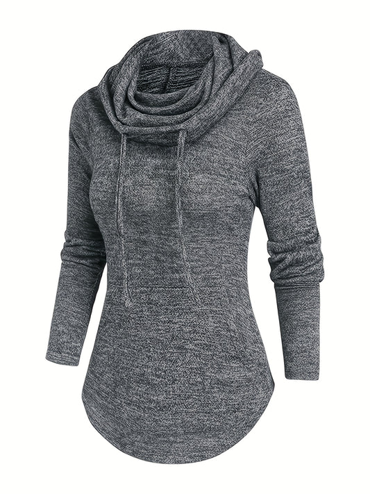 Übergröße - Lässiges Kapuzen-Sweatshirt für Frauen in Übergröße mit Wasserfallkragen