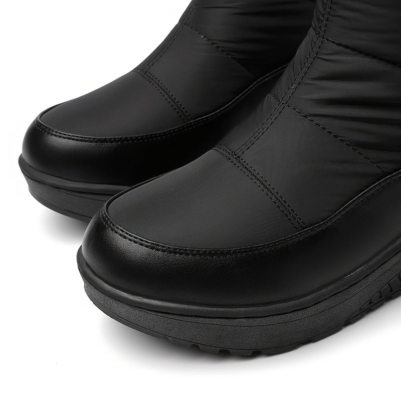 Wasserdichte rutschfeste Outdoor-Kniehohe Stiefel, warme Plüsch-Innensohle, flache Schnürung hinten, Sportsneaker, Damenschuhe