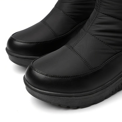 Wasserdichte rutschfeste Outdoor-Kniehohe Stiefel, warme Plüsch-Innensohle, flache Schnürung hinten, Sportsneaker, Damenschuhe
