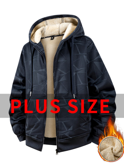Herren Plus-Size Winterjacke – Dick gefütterter Mantel mit Kapuze und durchgehendem Reißverschluss, (verfügbar in Schwarz,Navy, Braun)
