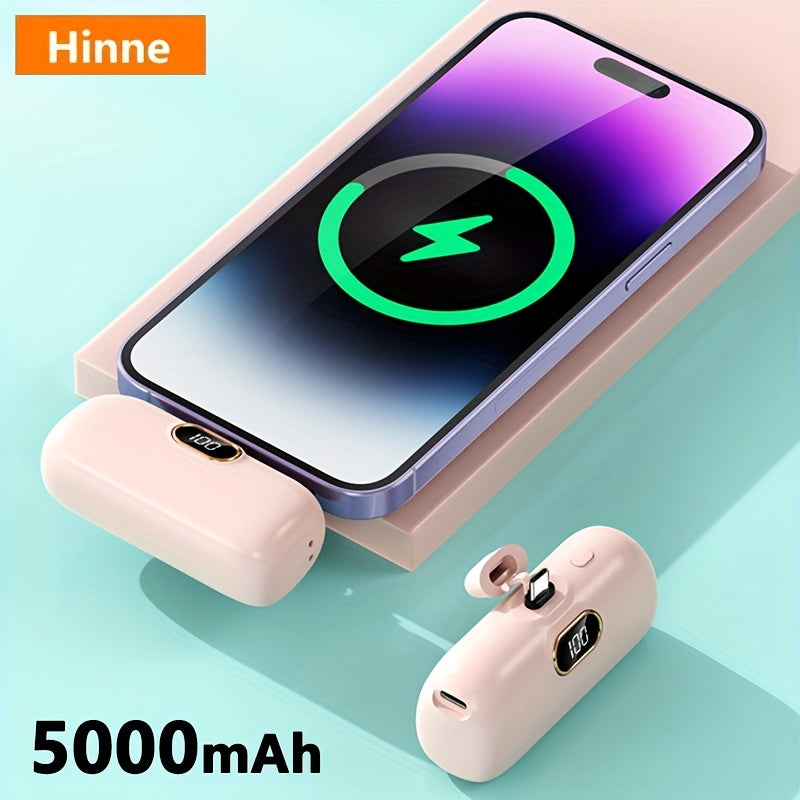 Hinne 5000mAh Mini Tragbares Ladegerät, ultrakompaktes Akku-Pack für unterwegs, Notstrom-Powerbank für das Telefon