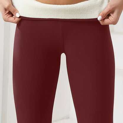 Damen Yoga-Leggings mit hoher Elastizität - Einfarbig, Enganliegend, Besonders Wärmend, Ideal für Laufen, Fitness & Outdoor-Aktivitäten, Wärmeverstärkender Stoff, Wärmende Leggings | Hoch elastischer Stoff | Glatte Textur Leggings