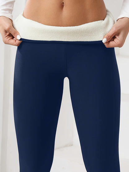 Damen Yoga-Leggings mit hoher Elastizität - Einfarbig, Enganliegend, Besonders Wärmend, Ideal für Laufen, Fitness & Outdoor-Aktivitäten, Wärmeverstärkender Stoff, Wärmende Leggings | Hoch elastischer Stoff | Glatte Textur Leggings
