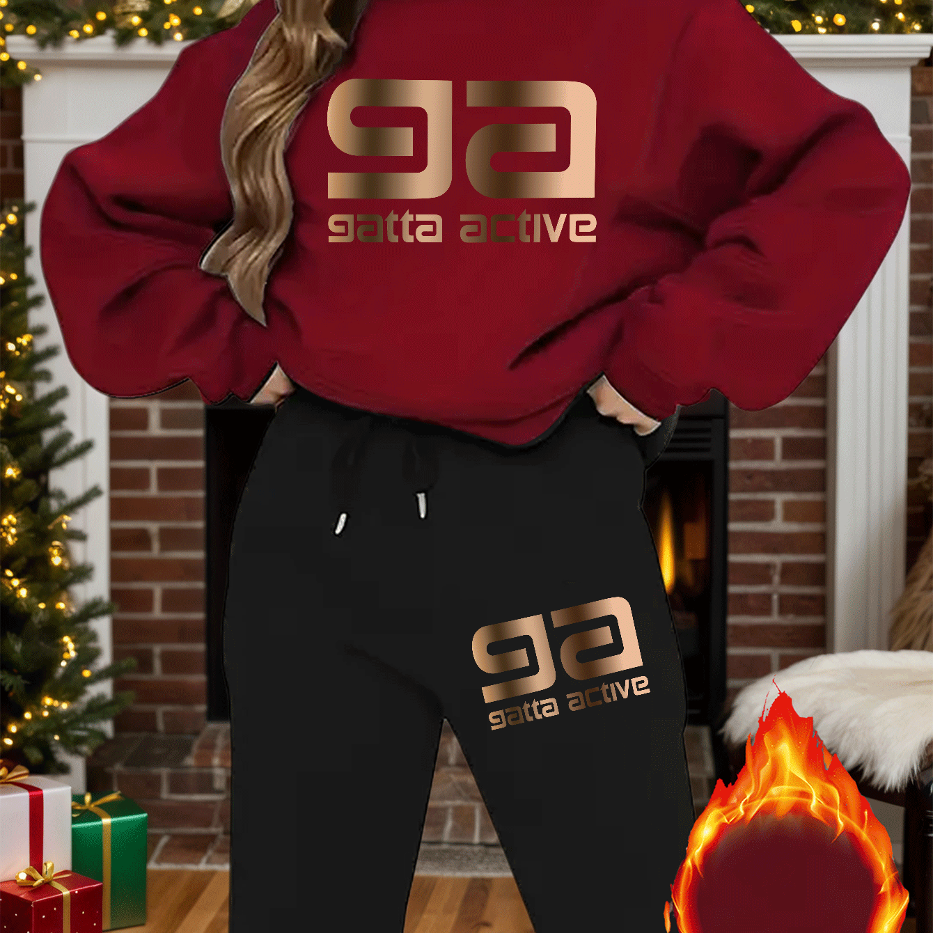 2-teiliges künstlerisches, elegantes Grafik-Slogan-gedrucktes Y2K-Stil neues Damen-Casual-Sport Set mit Rundhals-Pullover mit langen Ärmeln und Hose