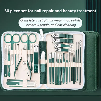 30-teiliges Set aus Nagelknipsern aus Edelstahl, Nagelpflegeset, Maniküre-Set – geeignet für den täglichen Gebrauch zu Hause oder im Nagelstudio
