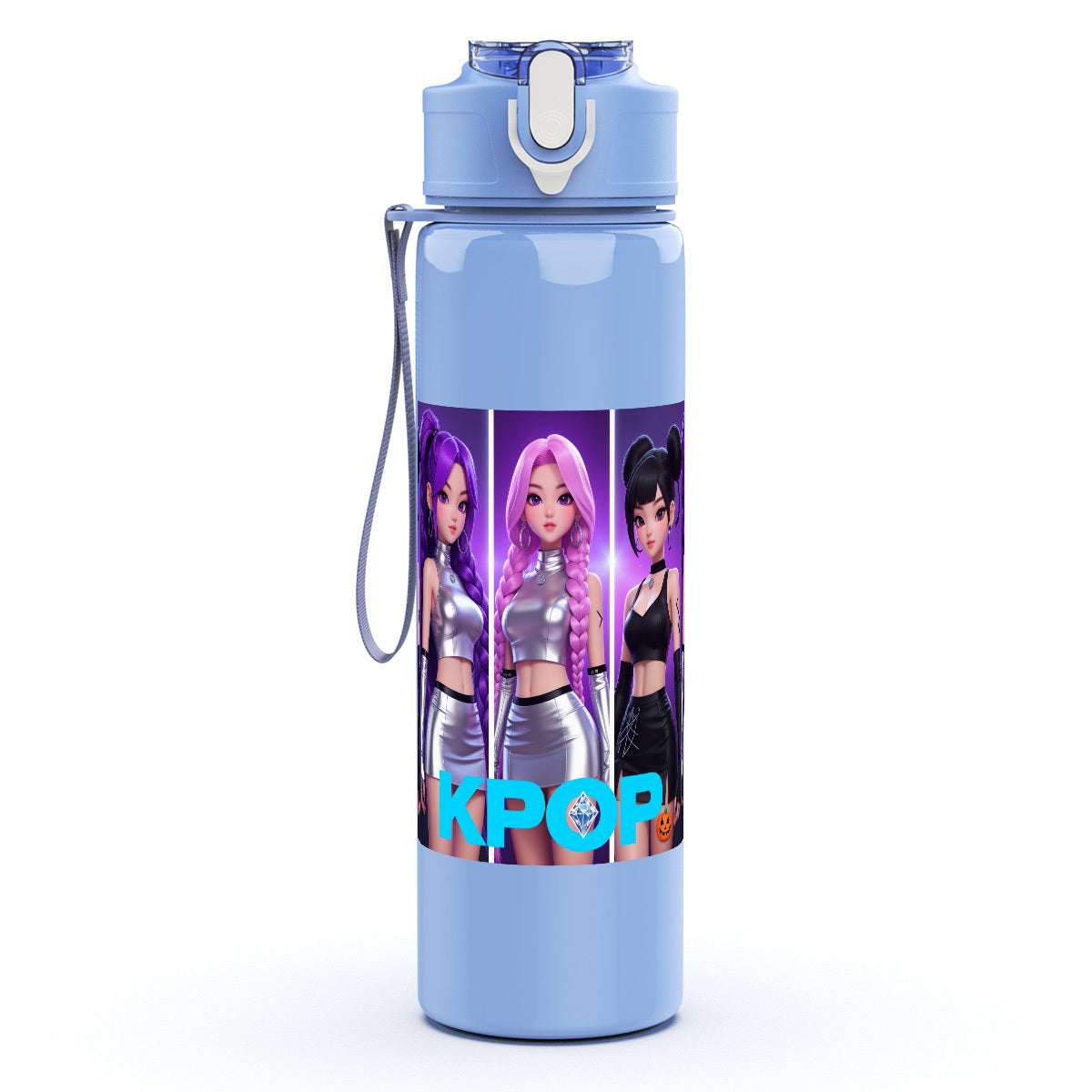 Plastikwasserflasche, Kpop-Mode-Design, Geeignet für Camping, Fitnessstudio, Picknick, Große Kapazität, Leicht zu reinigen, Leicht, Tragbar, 25oz/750ml, Perfektes Geschenk zum Geburtstag