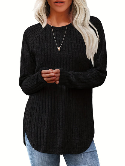 Vierteiliges Set Damenmode Oberteil Herbst Winter Basic Locker Elegant Rundhals Langarm Pullover