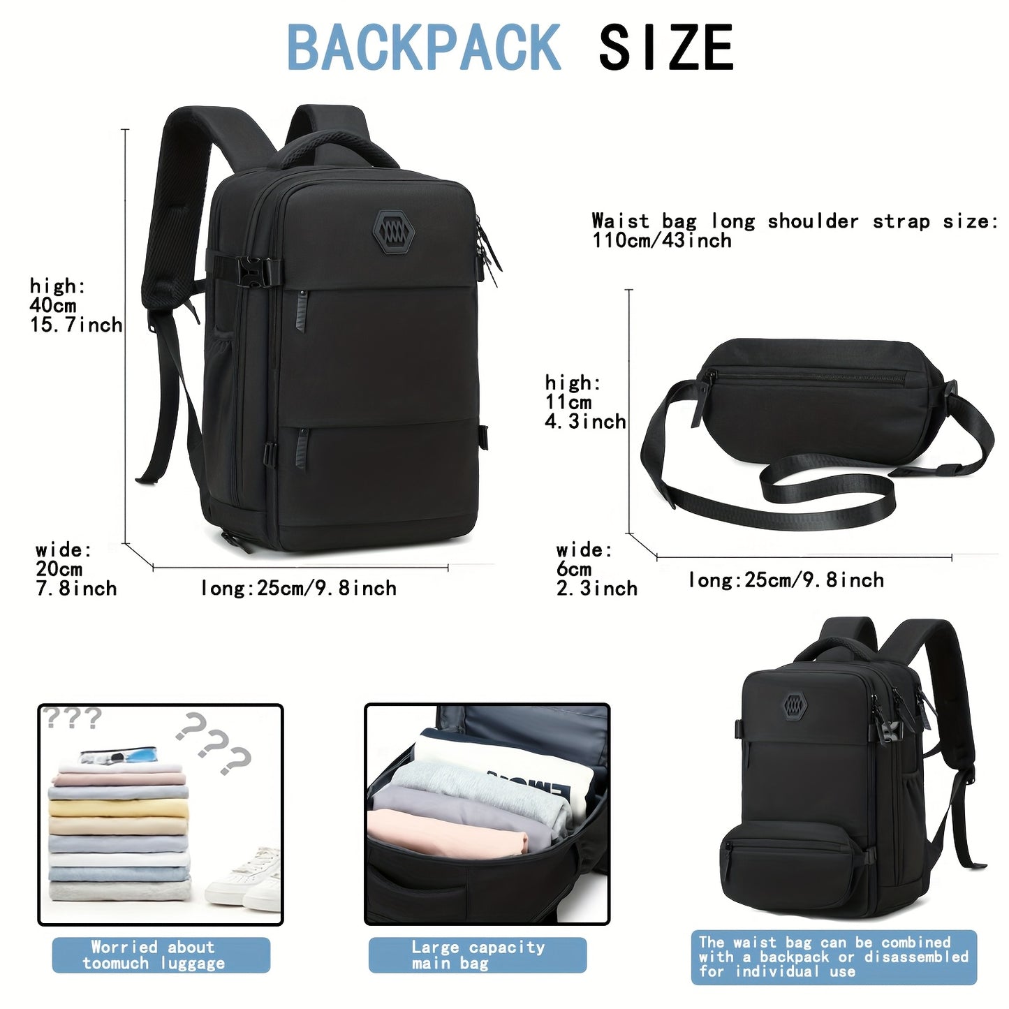 Reiserucksack, TSA-zugelassene Handgepäck-Tasche mit Schuhfach für Frauen und Männer, 15,3-Zoll-Laptop-Reisetasche für Arbeit und Pendler