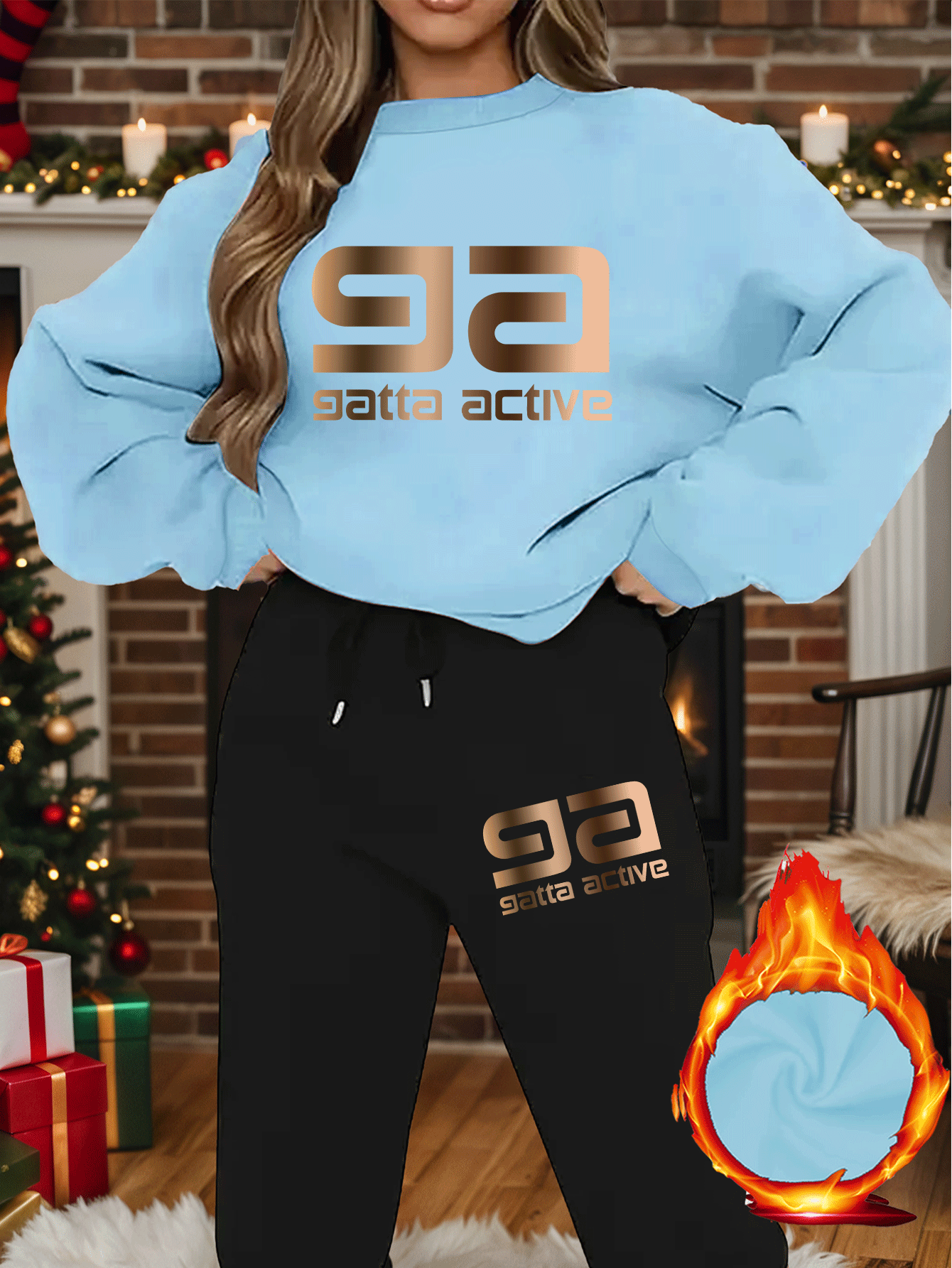 2-teiliges künstlerisches, elegantes Grafik-Slogan-gedrucktes Y2K-Stil neues Damen-Casual-Sport Set mit Rundhals-Pullover mit langen Ärmeln und Hose