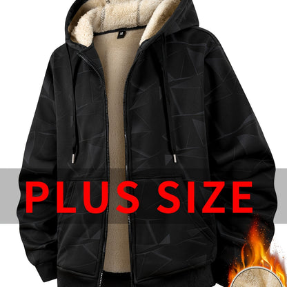 Herren Plus-Size Winterjacke – Dick gefütterter Mantel mit Kapuze und durchgehendem Reißverschluss, (verfügbar in Schwarz,Navy, Braun)
