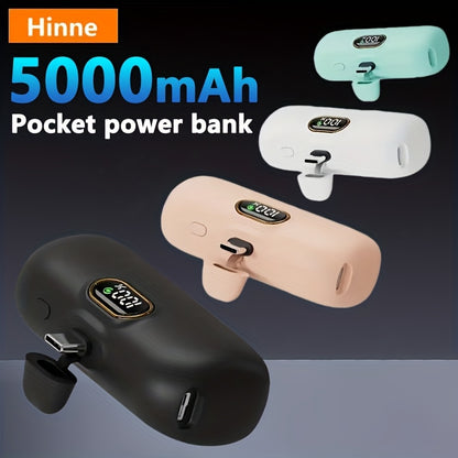 Hinne 5000mAh Mini Tragbares Ladegerät, ultrakompaktes Akku-Pack für unterwegs, Notstrom-Powerbank für das Telefon