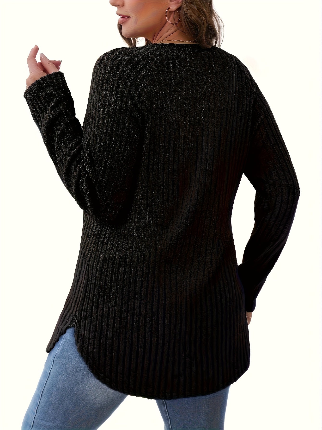 Vierteiliges Set Damenmode Oberteil Herbst Winter Basic Locker Elegant Rundhals Langarm Pullover