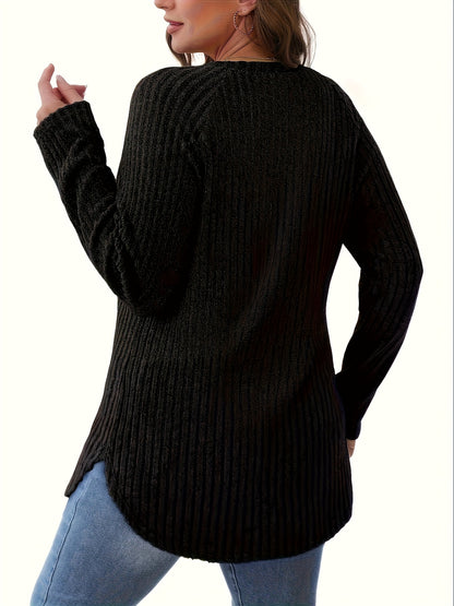 Vierteiliges Set Damenmode Oberteil Herbst Winter Basic Locker Elegant Rundhals Langarm Pullover