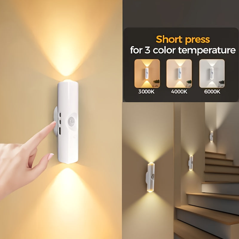 6er-Set weiße, wandmontierte, intelligente LED-Lichtleiste mit Bewegungssensor, dimmbar,  geeignet für Treppen, Flur, Schlafzimmer