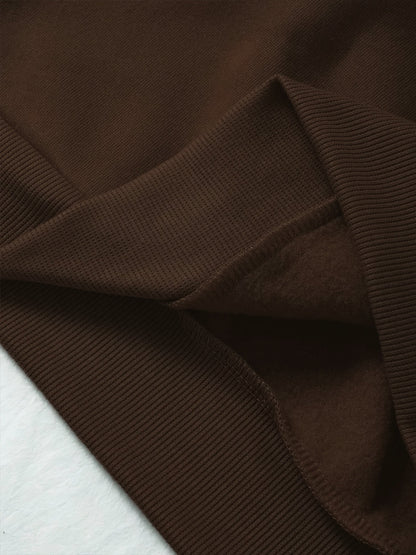 2 Teile SIX SEVEN Bedruckter Y2K-Stil Elegante Lässige Damen-Sportbekleidung | Fleece Pullover mit Rundhalsausschnitt und Langarm sowie Lange Hose Set