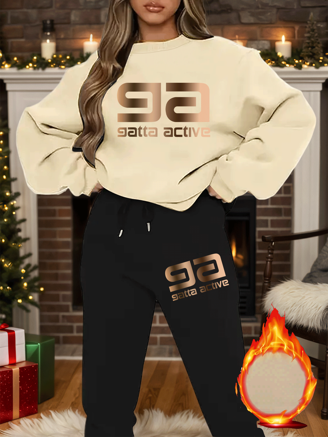 2-teiliges künstlerisches, elegantes Grafik-Slogan-gedrucktes Y2K-Stil neues Damen-Casual-Sport Set mit Rundhals-Pullover mit langen Ärmeln und Hose